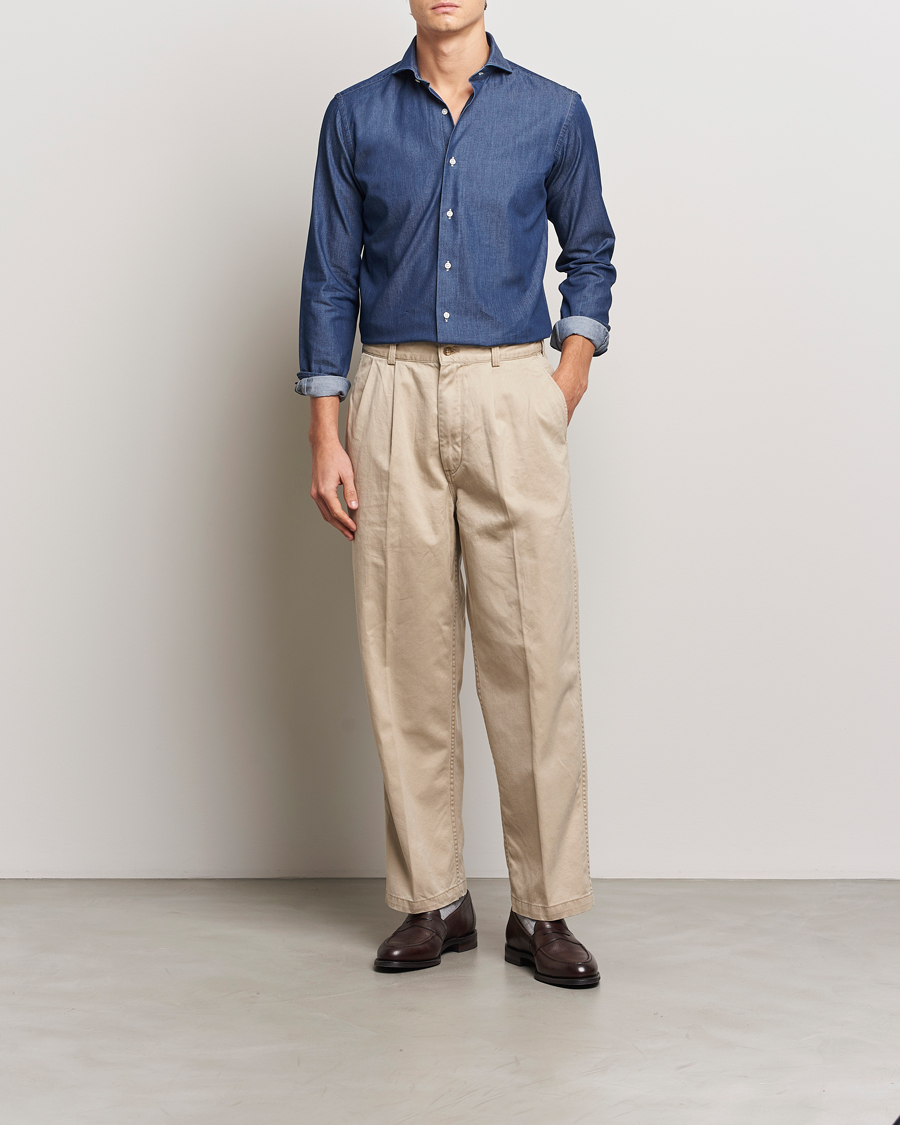 Homme | Chemises | Kamakura Shirts | Slim Fit Denim Shirt Dark Indigo