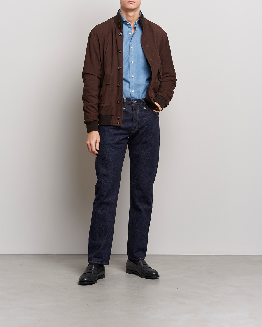 Homme | Chemises | Kamakura Shirts | Slim Fit Denim Shirt Light Indigo