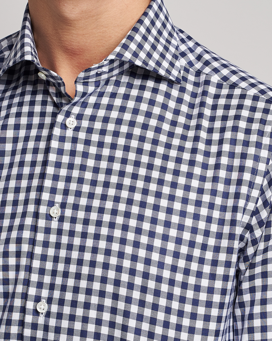 Homme | Chemises | Kamakura Shirts | Slim Fit Gingham Shirt Navy