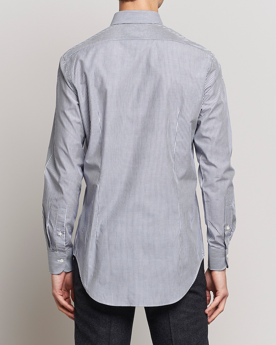 Homme | Chemises | Kamakura Shirts | Slim Fit Striped Broadcloth Shirt Navy