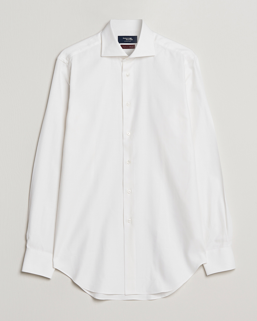 Homme | Chemises | Kamakura Shirts | Slim Fit Cashmere Blend Shirt White