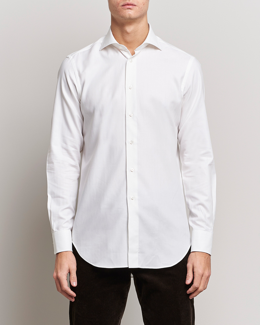 Homme | Chemises | Kamakura Shirts | Slim Fit Cashmere Blend Shirt White
