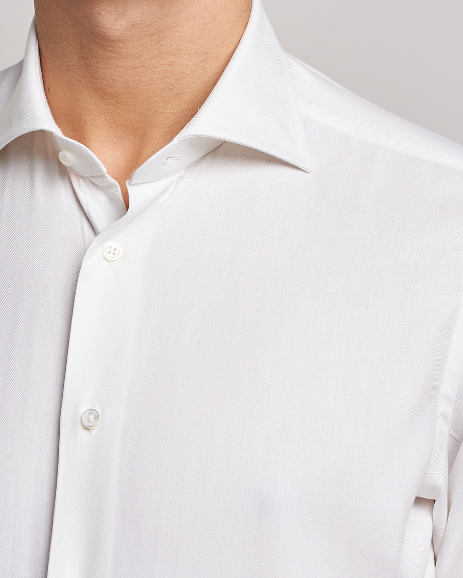 Homme | Chemises | Kamakura Shirts | Slim Fit Cashmere Blend Shirt White
