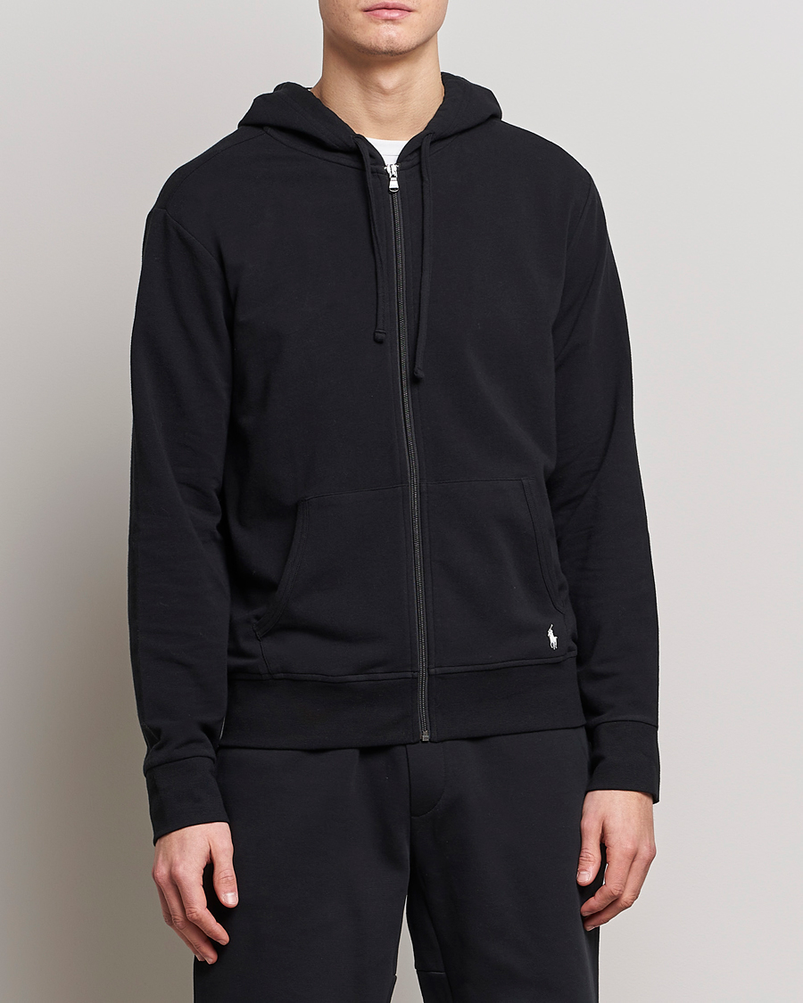 Men | Hooded Sweatshirts | Polo Ralph Lauren | Cotton Jersey Long Sleeve Hoodie Polo Black