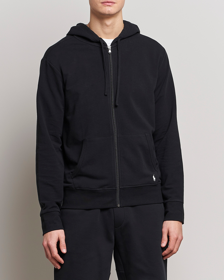 Homme | Pulls Et Tricots | Polo Ralph Lauren | Cotton Jersey Long Sleeve Hoodie Polo Black