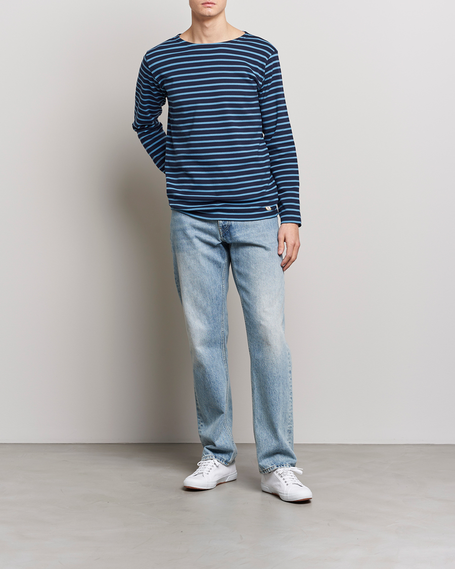 Homme | T-shirts | Armor-lux | Houat Héritage Stripe Longsleeve T-shirt Marine Deep/St Lo