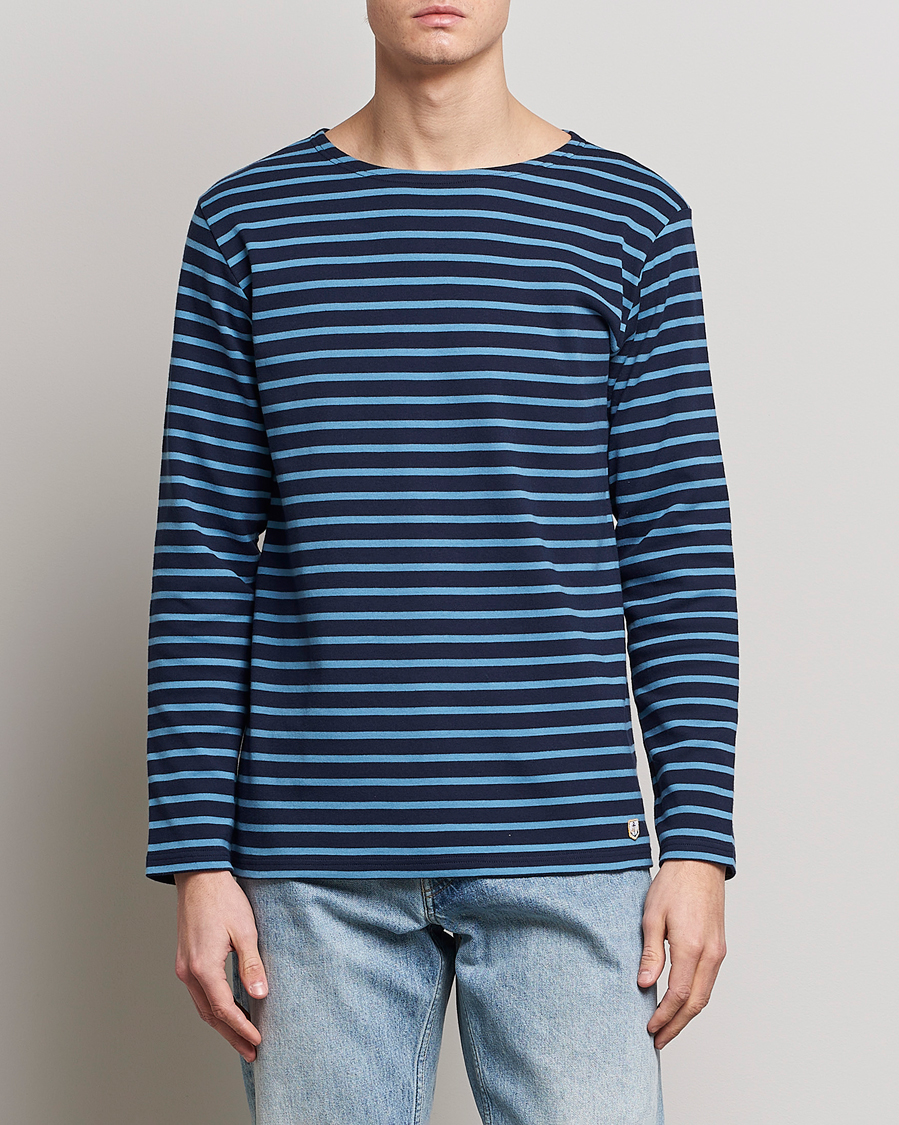 Homme | T-shirts | Armor-lux | Houat Héritage Stripe Longsleeve T-shirt Marine Deep/St Lo