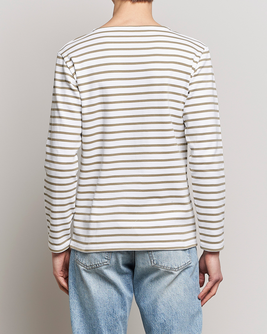 Homme | T-shirts | Armor-lux | Houat Héritage Stripe Longsleeve T-shirt Blanc/Argile