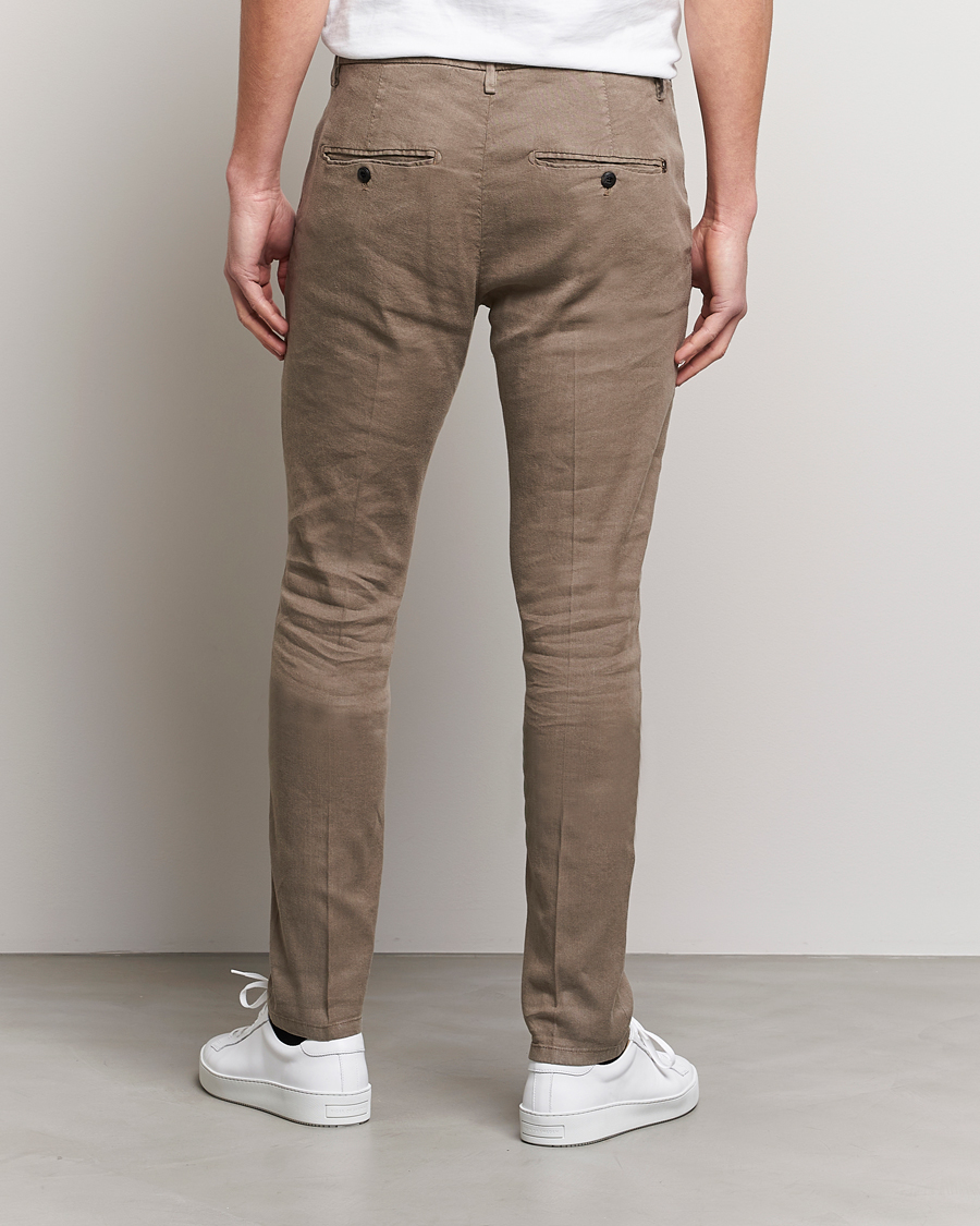 Homme | Pantalons | Dondup | Gaubert Linen Stretch Chinos Light Brown