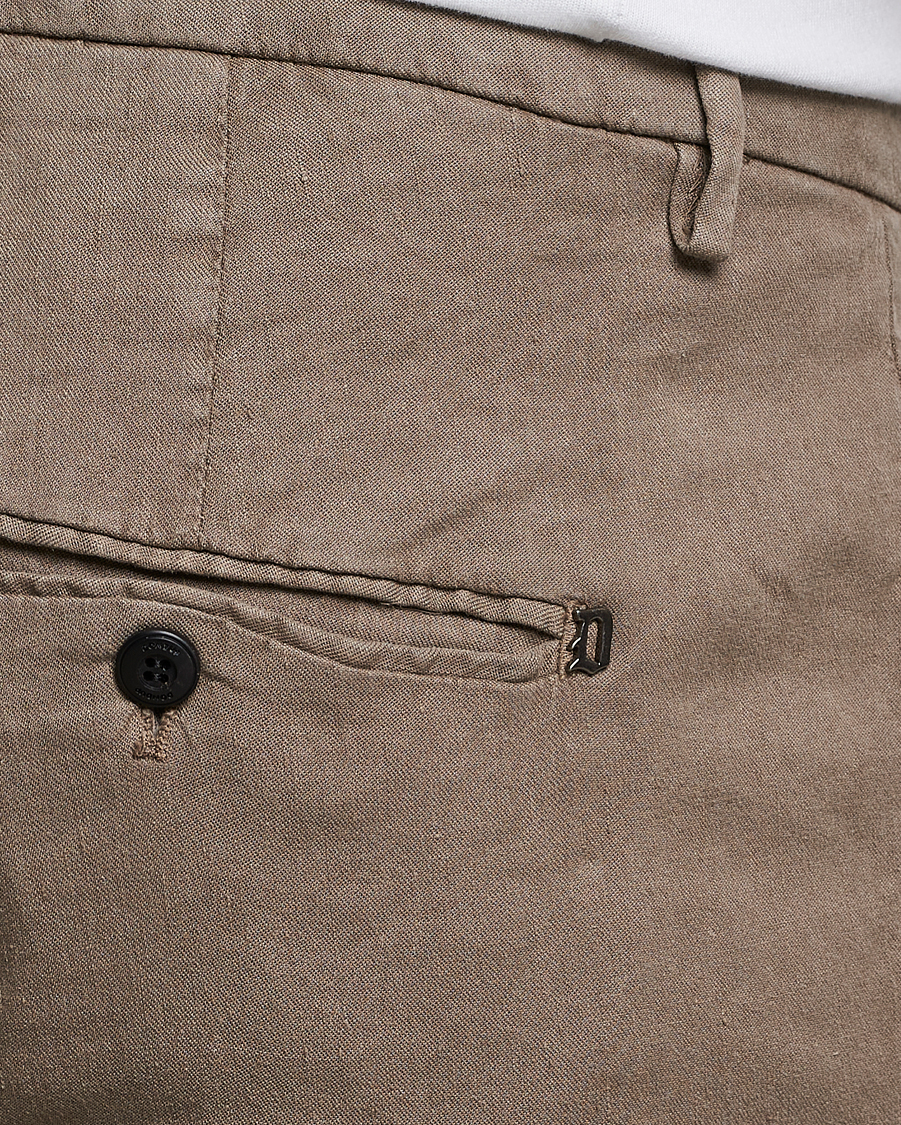 Homme | Pantalons | Dondup | Gaubert Linen Stretch Chinos Light Brown