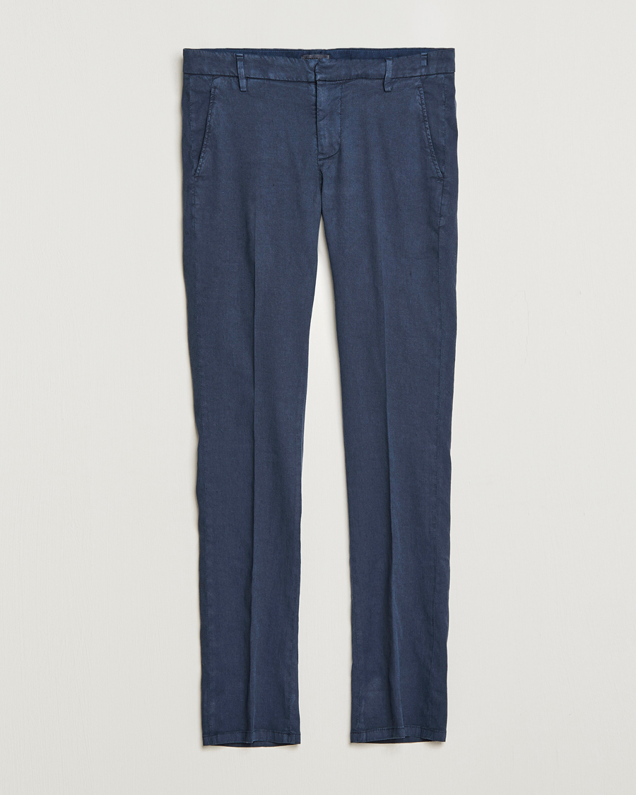 Homme | Pantalons | Dondup | Gaubert Linen Stretch Chinos Navy