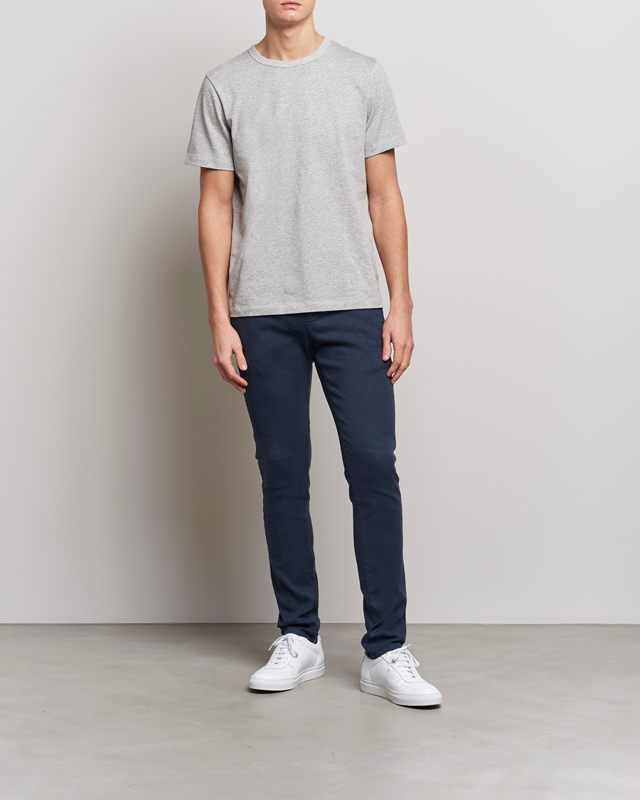 Homme | Pantalons | Dondup | Gaubert Linen Stretch Chinos Navy