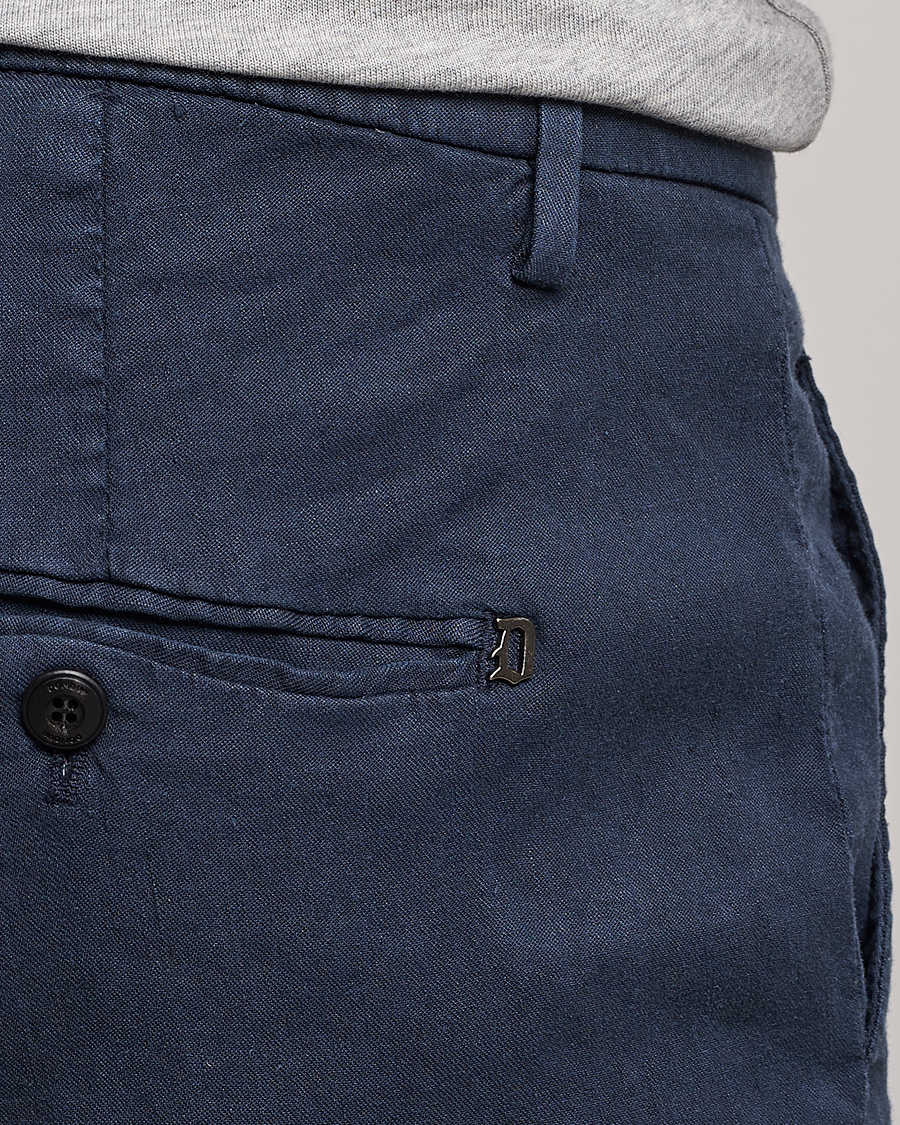 Homme | Pantalons | Dondup | Gaubert Linen Stretch Chinos Navy