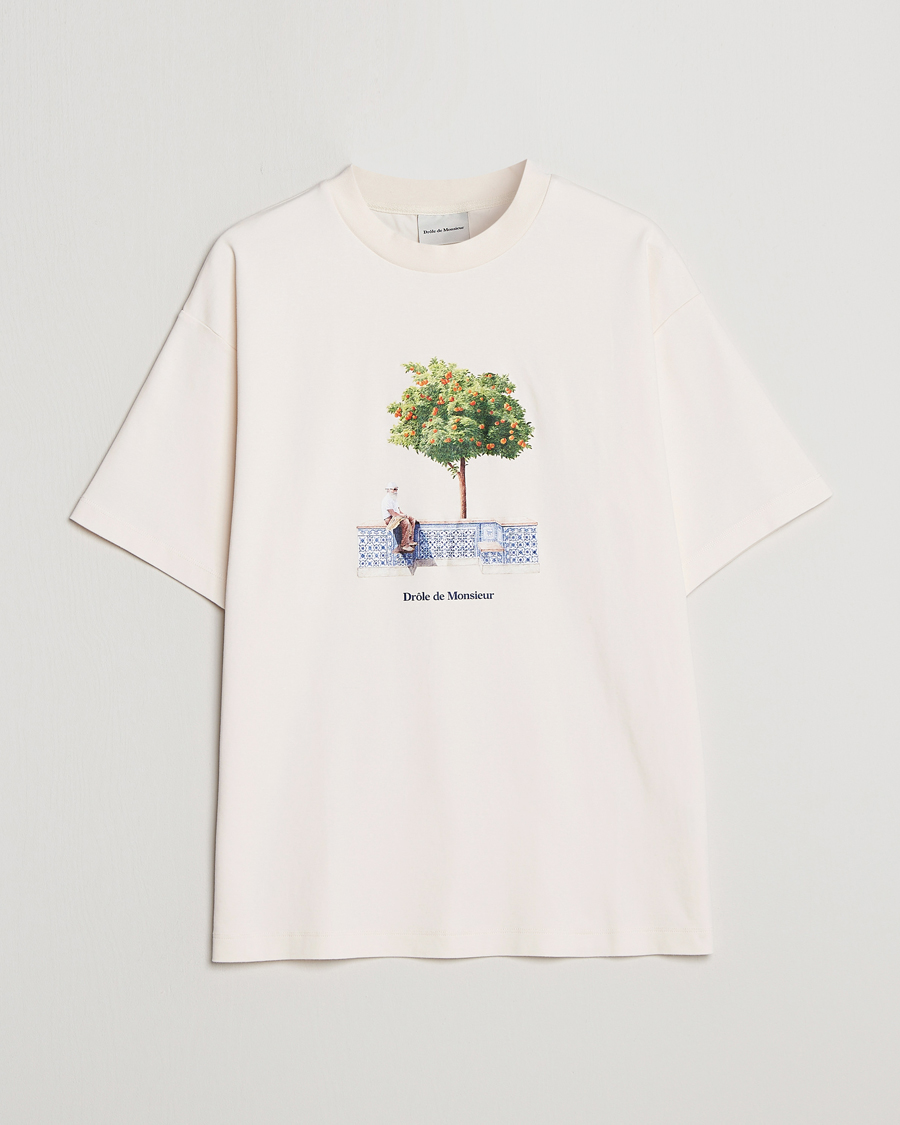 Homme | T-shirts | Drôle de Monsieur | Oranger Print T-Shirt Off White