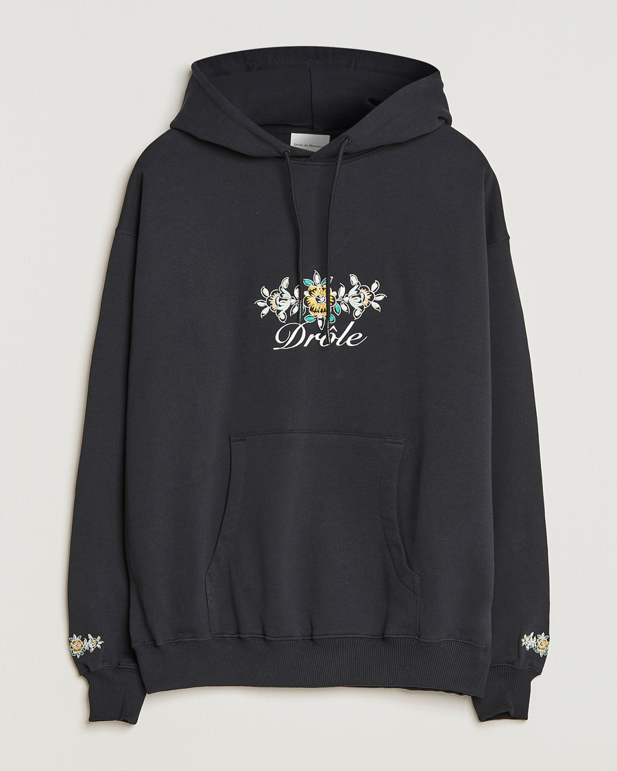 Homme | Pulls Et Tricots | Drôle de Monsieur | Fleur Embroidered Hoodie Black