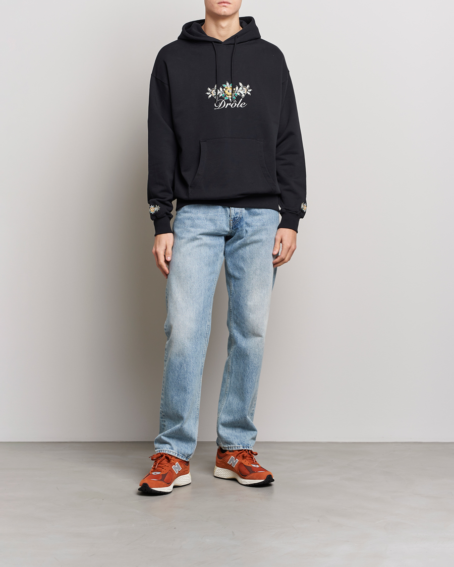 Homme | Pulls Et Tricots | Drôle de Monsieur | Fleur Embroidered Hoodie Black