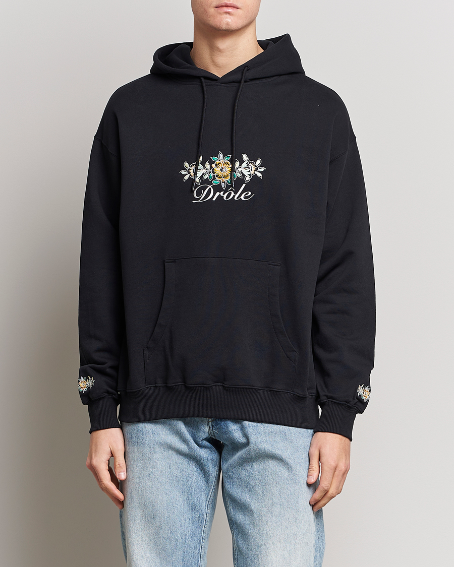 Homme | Pulls Et Tricots | Drôle de Monsieur | Fleur Embroidered Hoodie Black