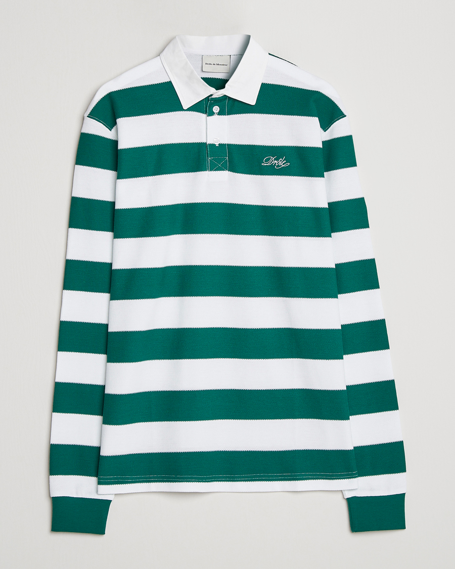Homme | Pulls Et Tricots | Drôle de Monsieur | Le Polo Striped Rugby Shirt White/Green