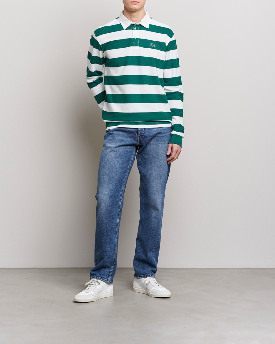 Homme | Pulls Et Tricots | Drôle de Monsieur | Le Polo Striped Rugby Shirt White/Green