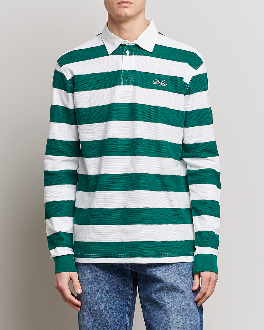 Homme | Pulls Et Tricots | Drôle de Monsieur | Le Polo Striped Rugby Shirt White/Green