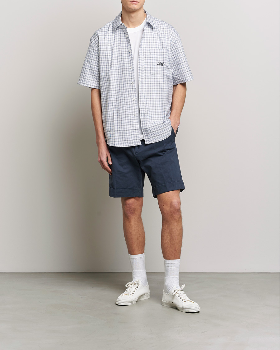 Homme | Chemises | Drôle de Monsieur | Short Sleeve Signature Shirt Blue Check