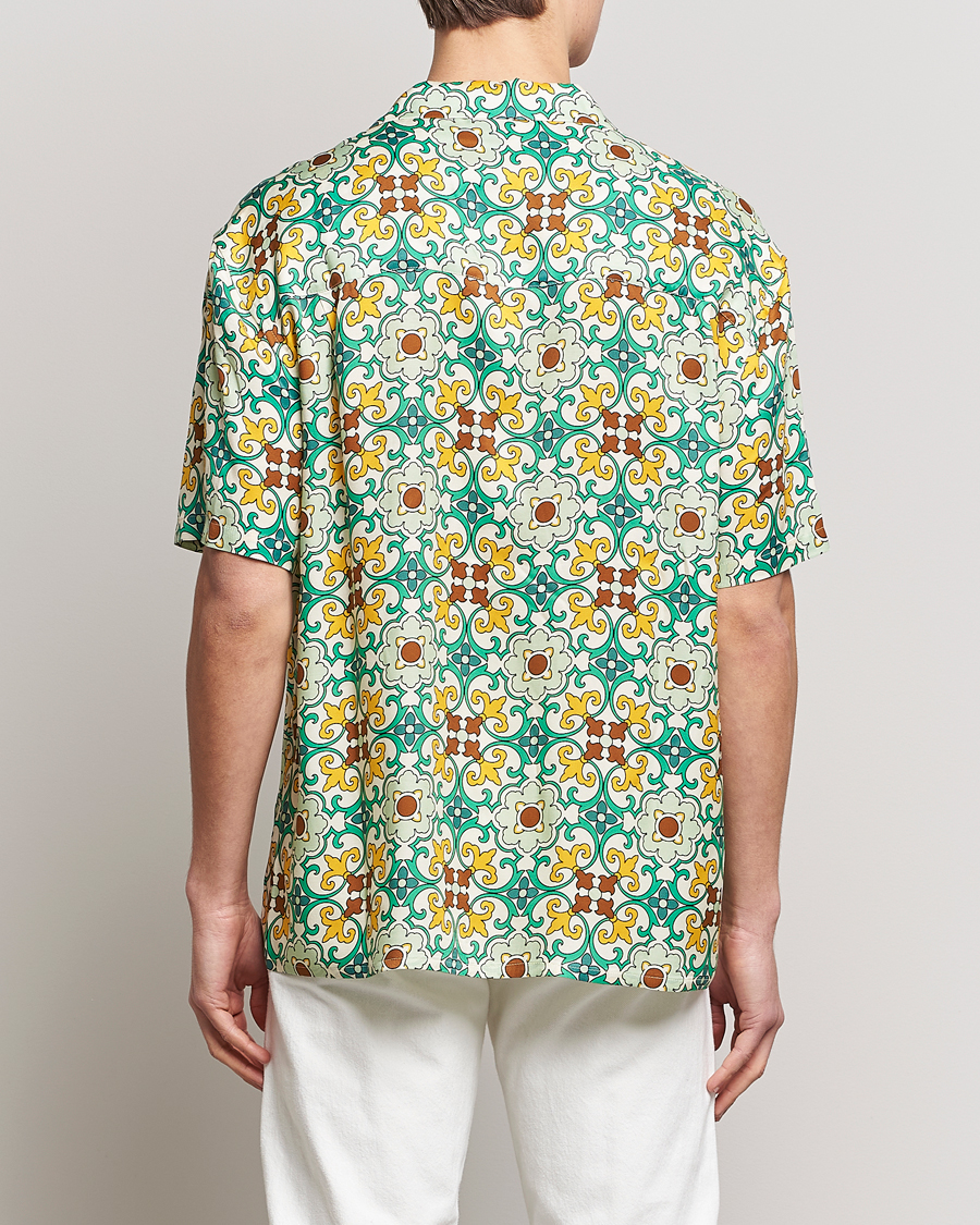 Homme | Chemises | Drôle de Monsieur | Ornaments Print Bowling Shirt Yellow/Green