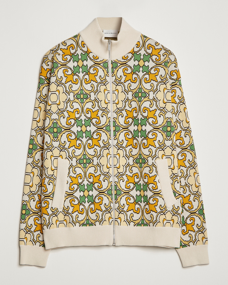 Homme | Manteaux Et Vestes | Drôle de Monsieur | Jacquard Ornaments Zip Blouson Yellow/Green