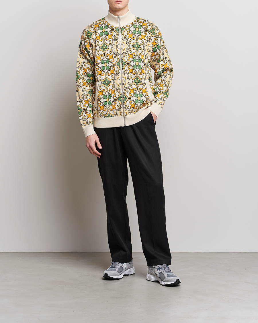 Homme | Manteaux Et Vestes | Drôle de Monsieur | Jacquard Ornaments Zip Blouson Yellow/Green