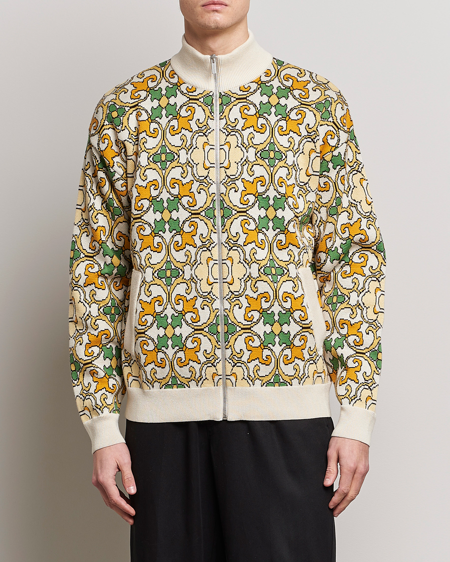 Homme | Manteaux Et Vestes | Drôle de Monsieur | Jacquard Ornaments Zip Blouson Yellow/Green