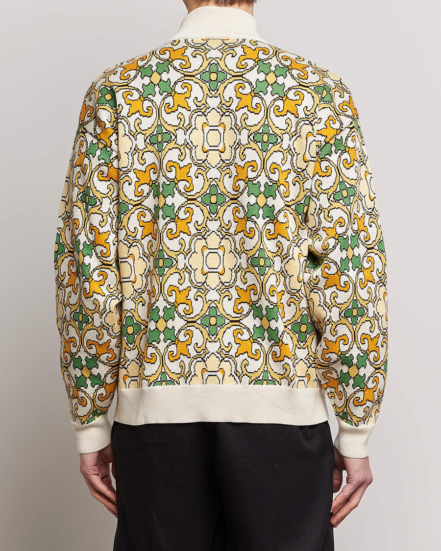 Homme | Manteaux Et Vestes | Drôle de Monsieur | Jacquard Ornaments Zip Blouson Yellow/Green