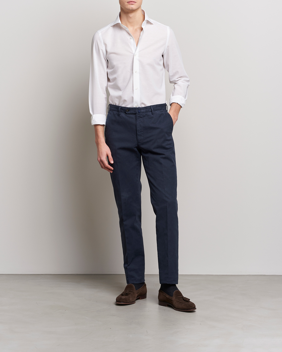 Homme | Chemises | Finamore Napoli | Milano Slim Linen Dress Shirt White