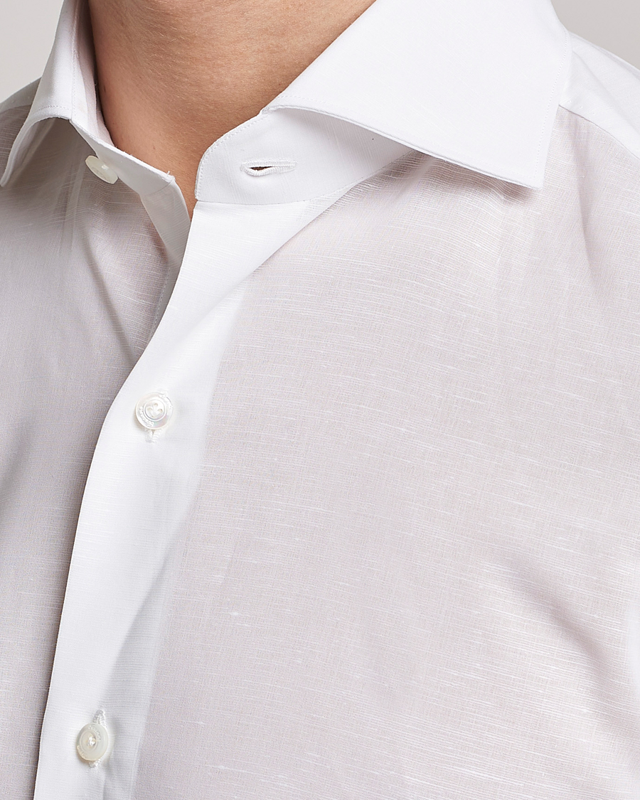 Homme | Chemises | Finamore Napoli | Milano Slim Linen Dress Shirt White