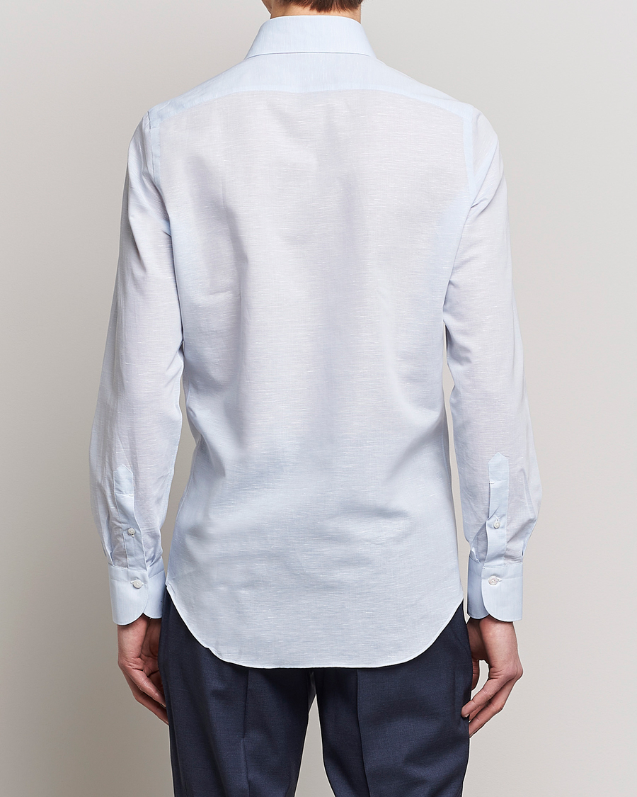 Homme | Chemises | Finamore Napoli | Milano Slim Linen Dress Shirt Light Blue