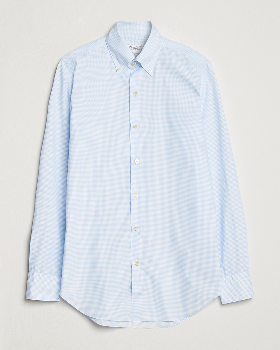 Homme | Chemises | Finamore Napoli | Milano Slim Washed Dress Shirt Light Blue Check