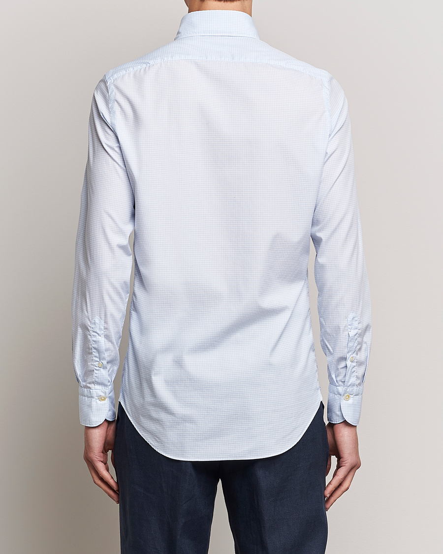 Homme | Chemises | Finamore Napoli | Milano Slim Washed Dress Shirt Light Blue Check