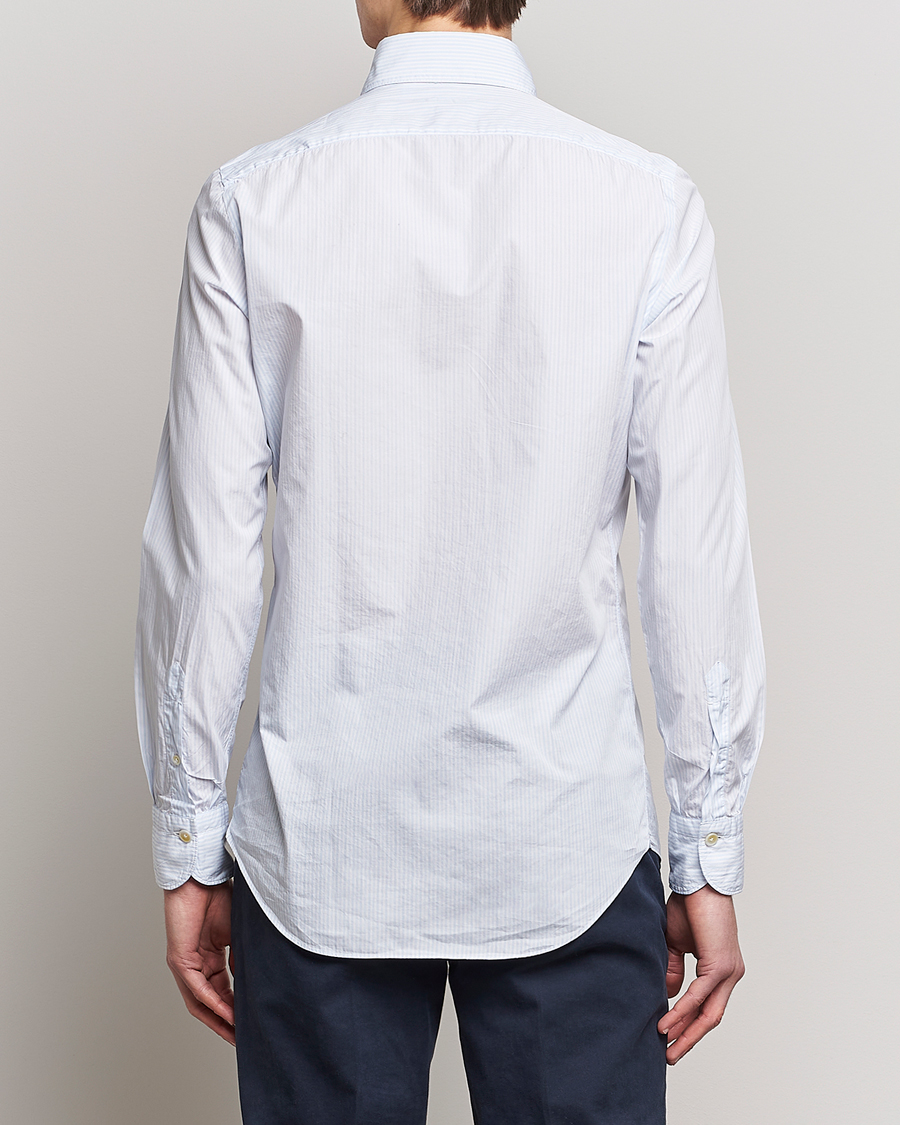 Homme | Chemises | Finamore Napoli | Milano Slim Washed Dress Shirt Light Blue Stripe