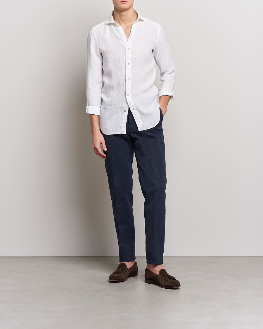Homme | Chemises | Finamore Napoli | Tokyo Slim Linen Shirt White
