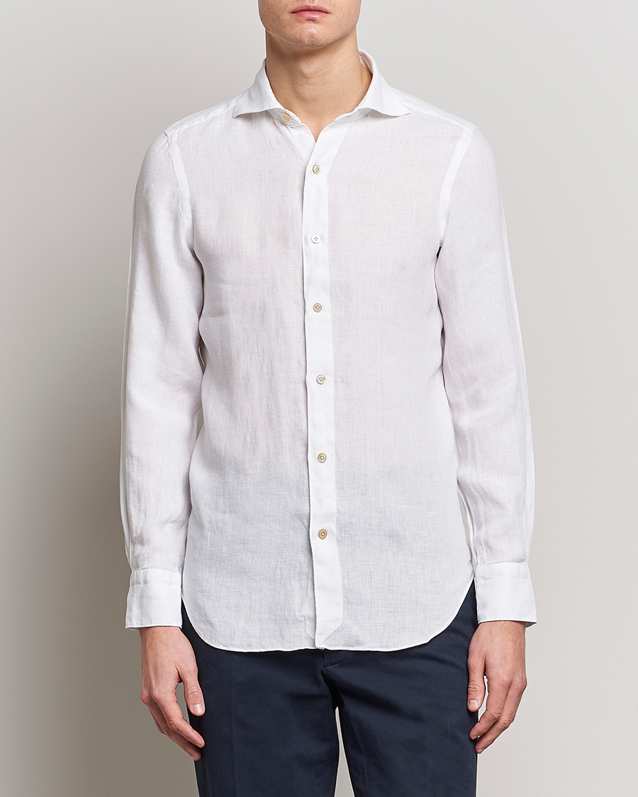 Homme | Chemises | Finamore Napoli | Tokyo Slim Linen Shirt White