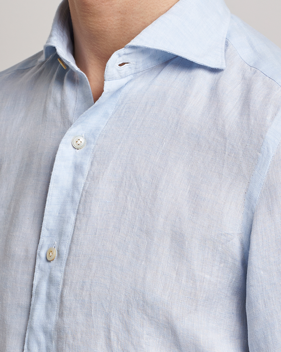 Homme | Chemises | Finamore Napoli | Tokyo Slim Linen Shirt Light Blue