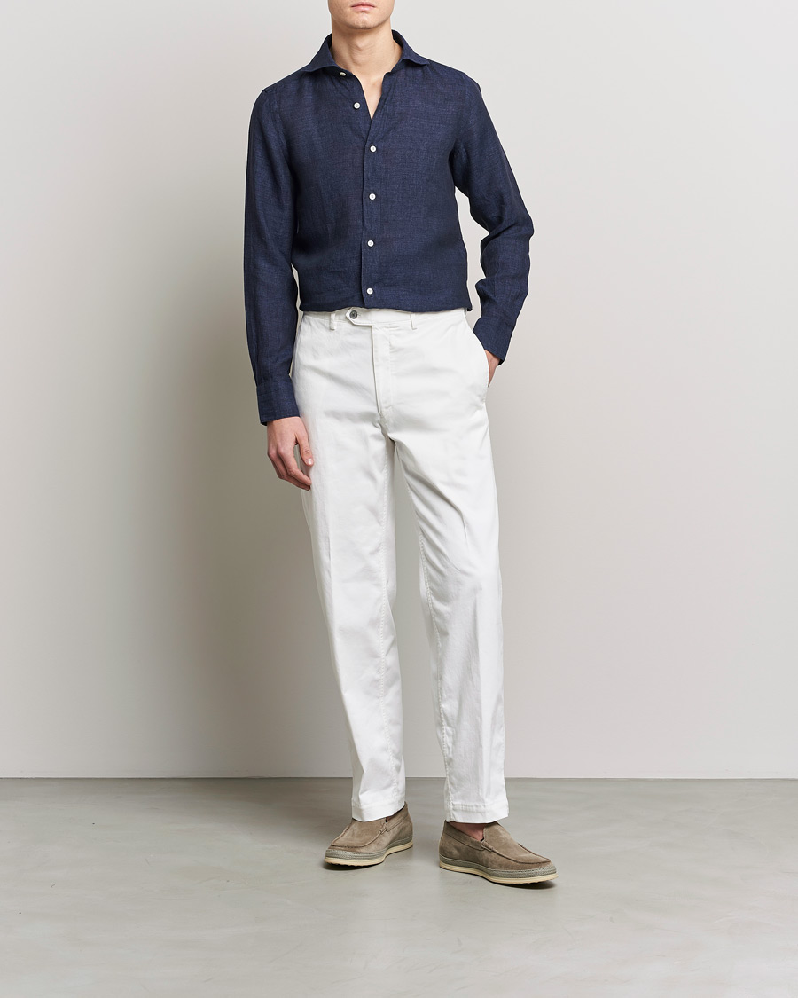 Homme | Chemises | Finamore Napoli | Tokyo Slim Linen Shirt Navy