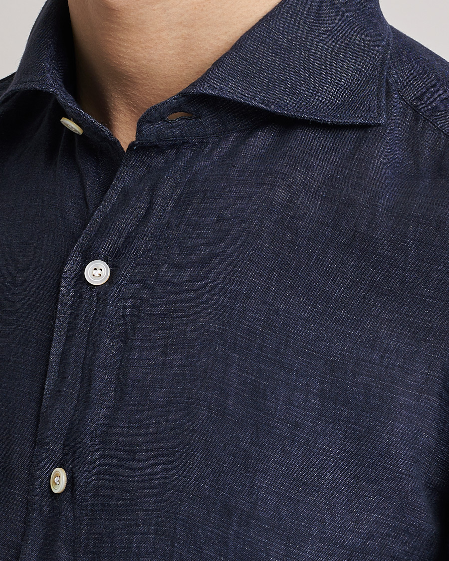 Homme | Chemises | Finamore Napoli | Tokyo Slim Linen Shirt Navy