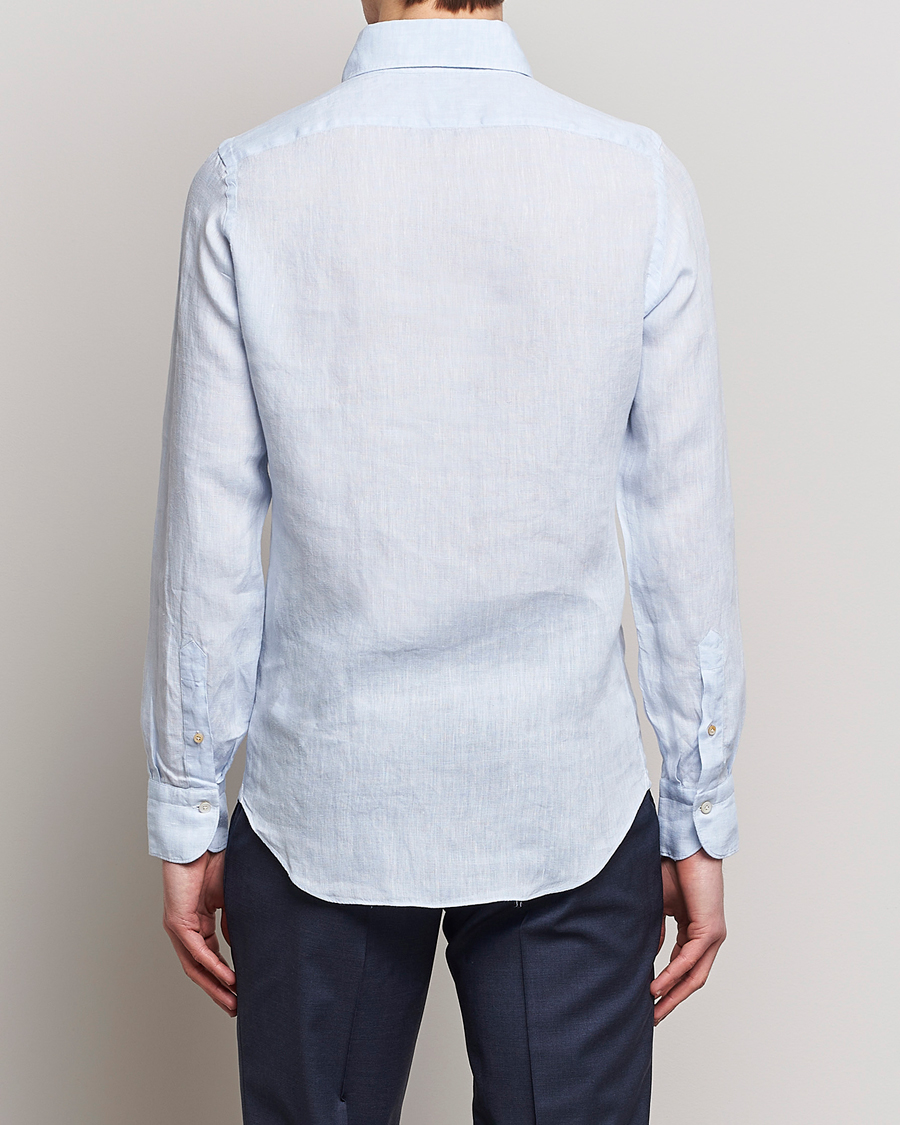 Homme | Chemises | Finamore Napoli | Miami Linen Popover Shirt Light Blue
