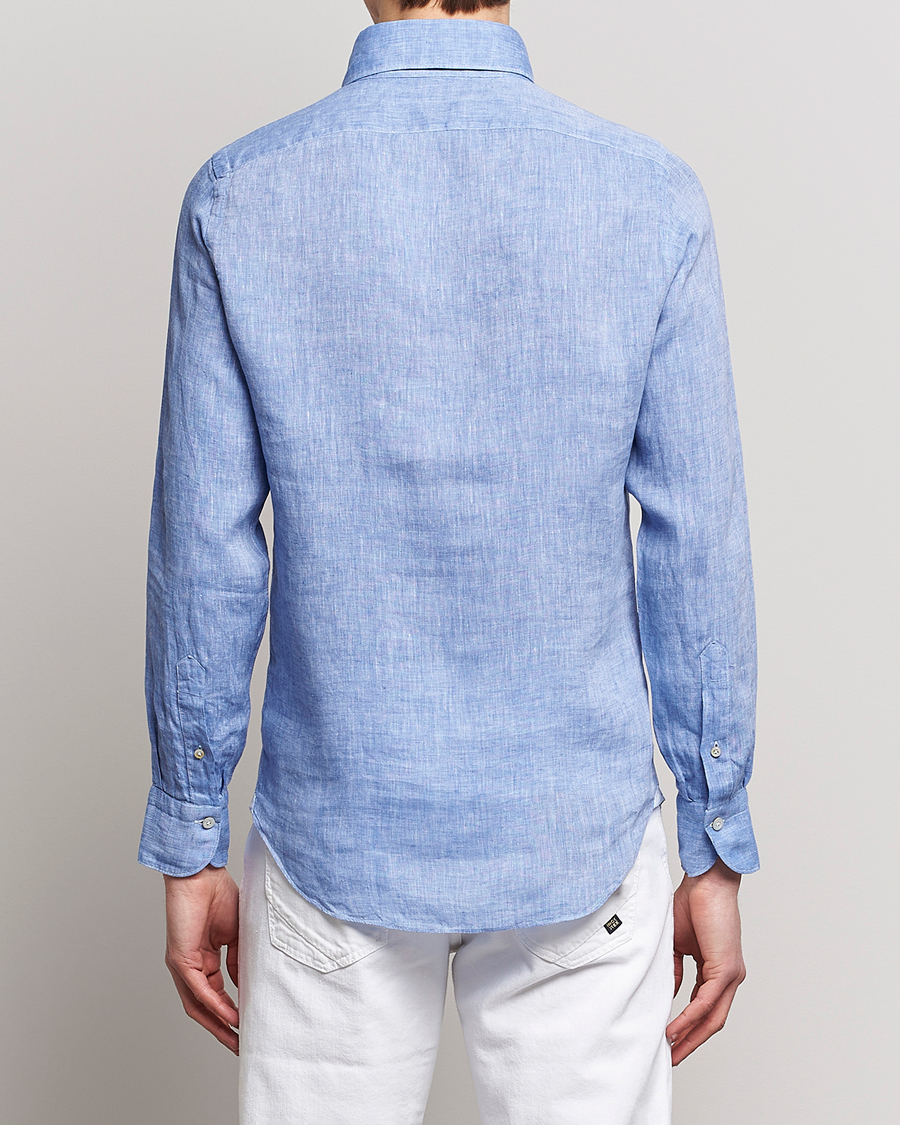 Homme | Chemises | Finamore Napoli | Miami Linen Popover Shirt Dark Blue