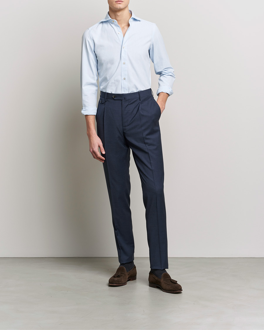 Homme | Chemises | Finamore Napoli | Tokyo Slim Chambray Shirt Light Blue
