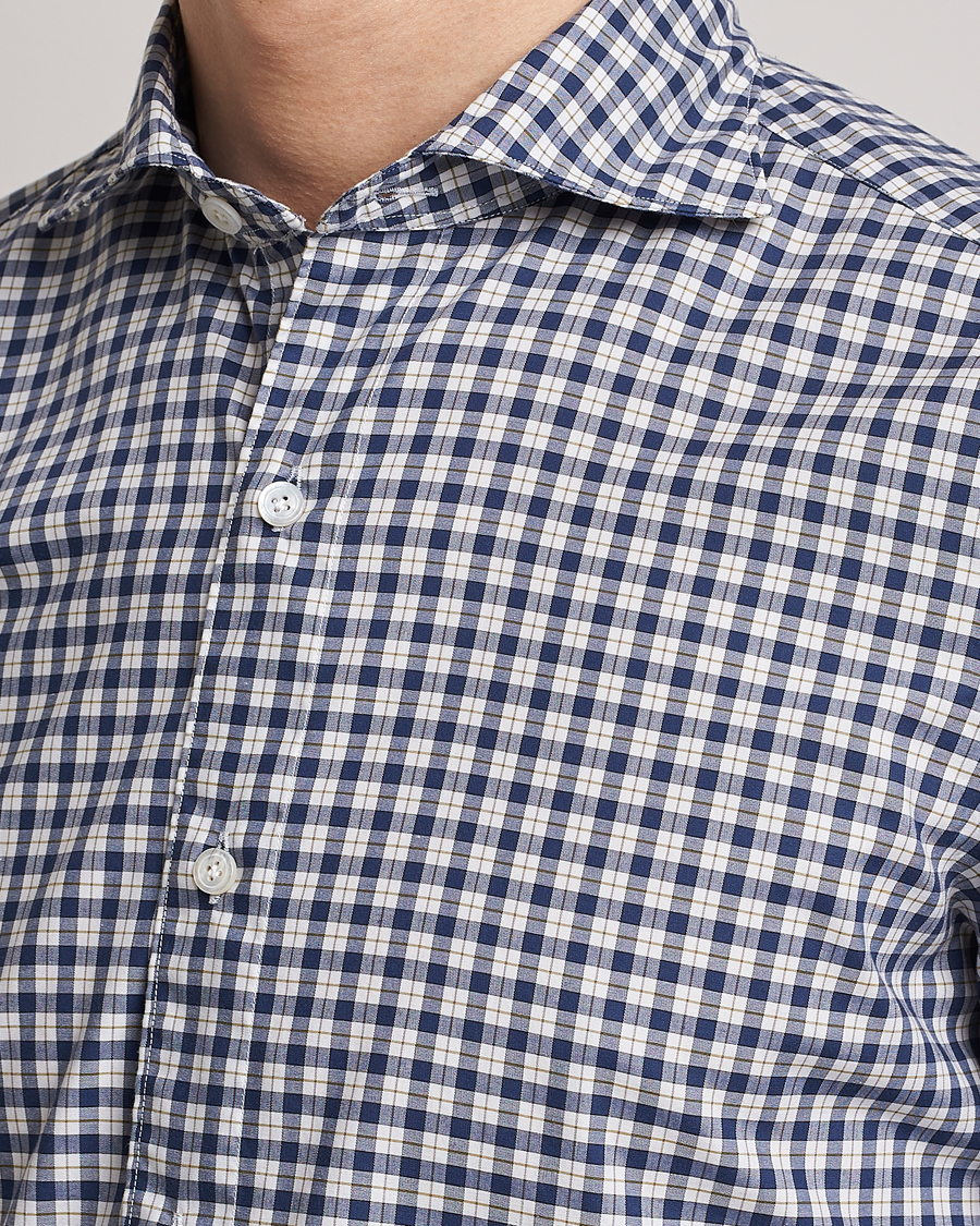 Homme | Chemises | Finamore Napoli | Tokyo Slim Sport Shirt Blue Check