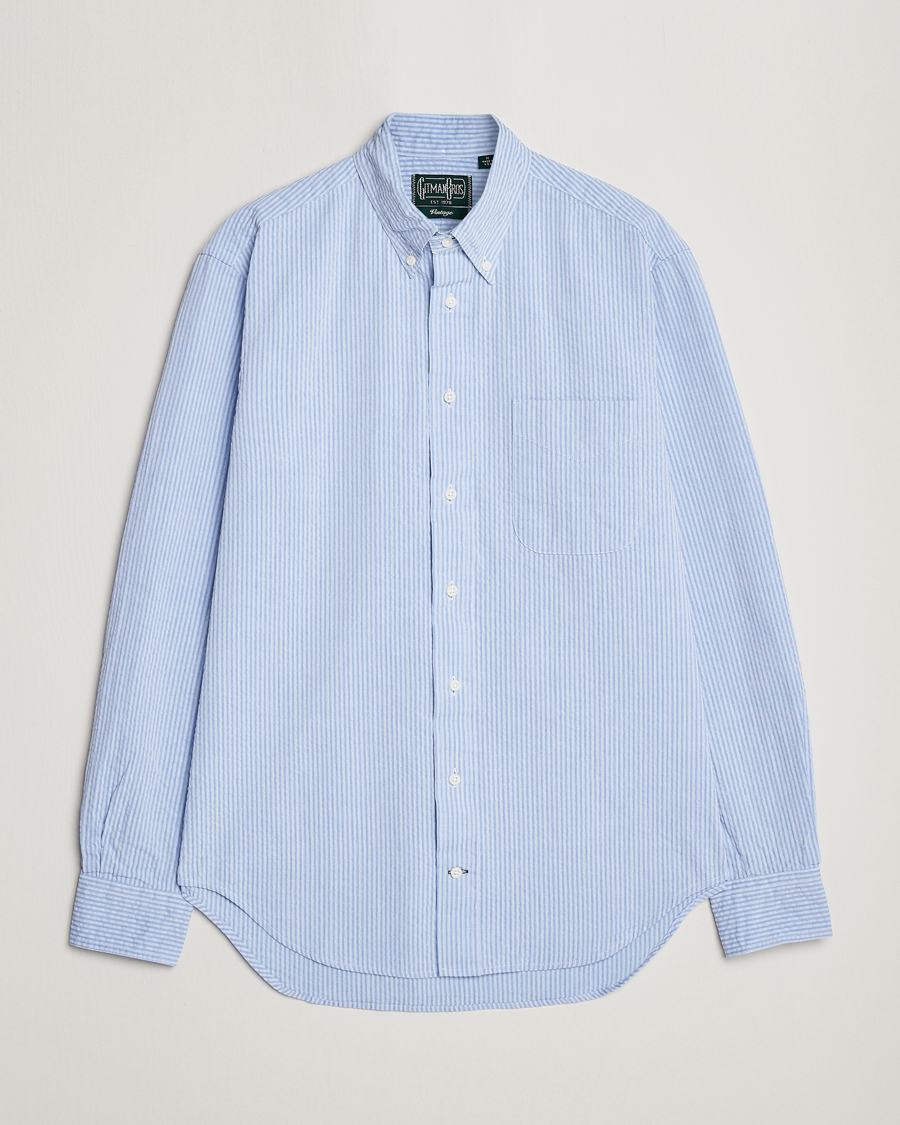 Homme | Chemises | Gitman Vintage | Tonal Seersucker Shirt Light Blue