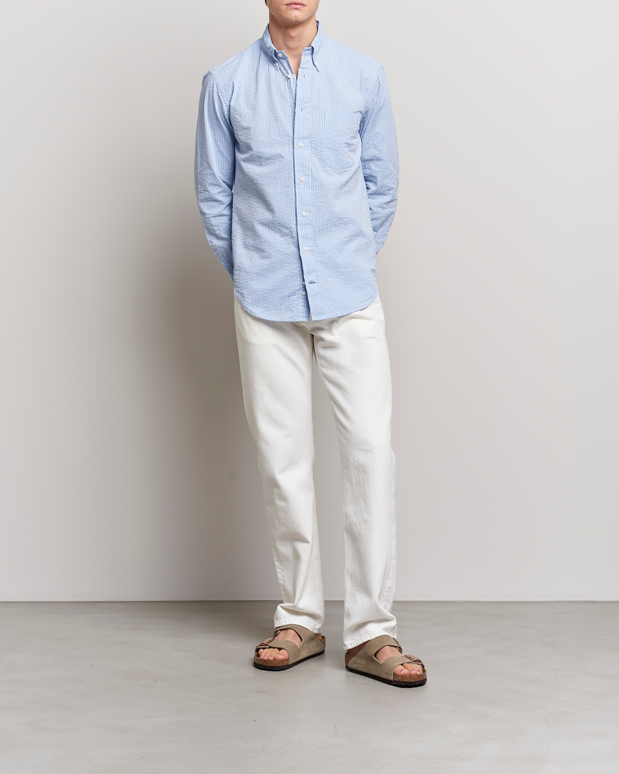 Homme | Chemises | Gitman Vintage | Tonal Seersucker Shirt Light Blue