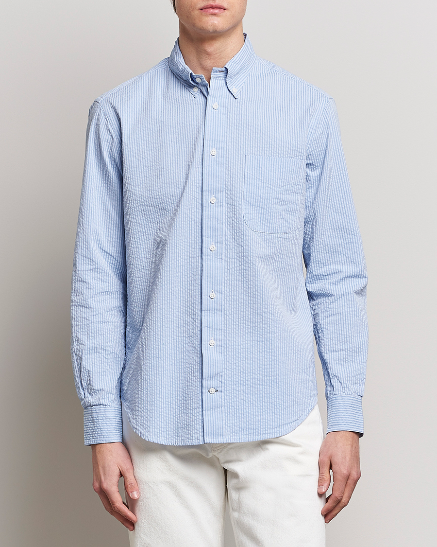 Homme | Chemises | Gitman Vintage | Tonal Seersucker Shirt Light Blue