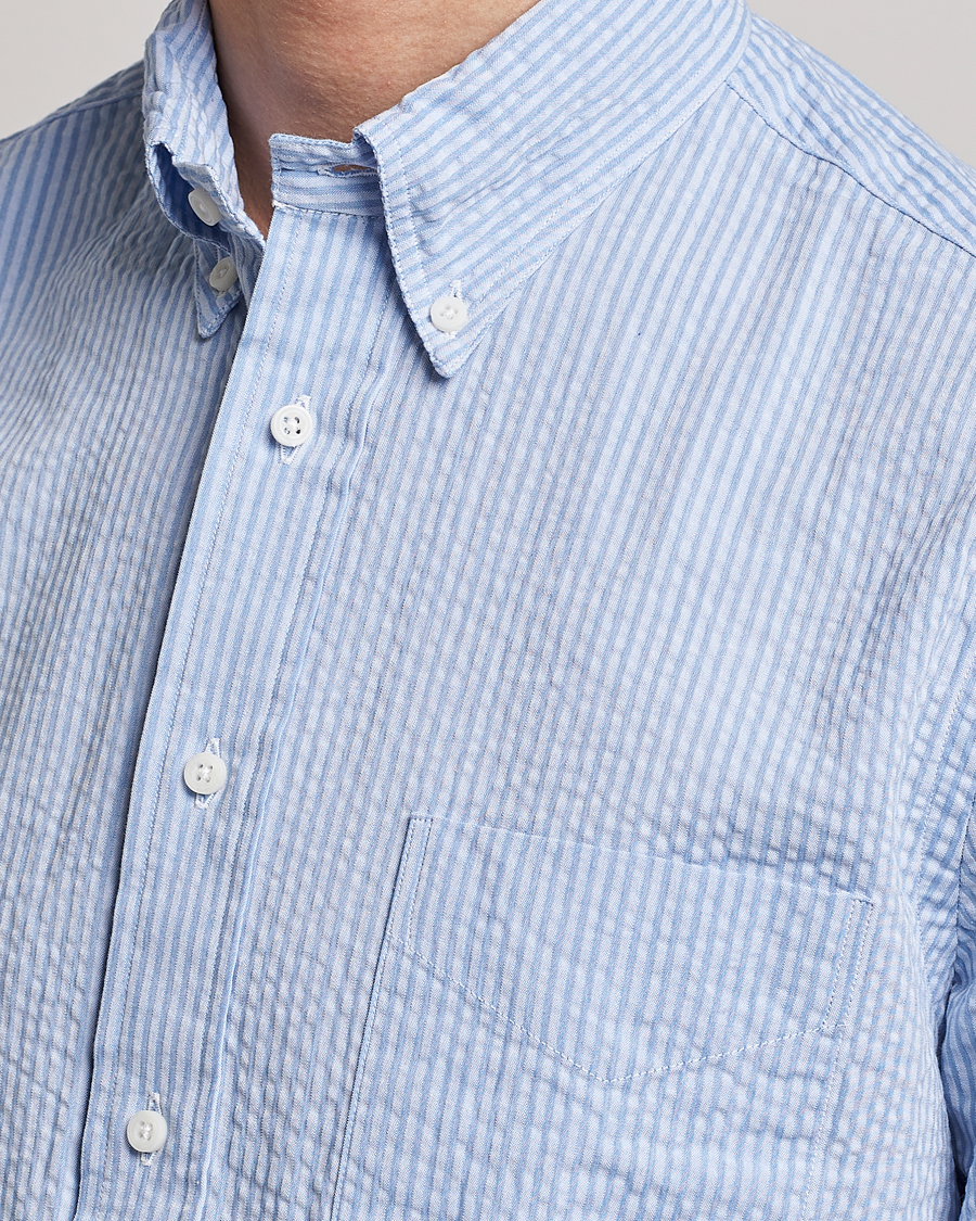 Homme | Chemises | Gitman Vintage | Tonal Seersucker Shirt Light Blue