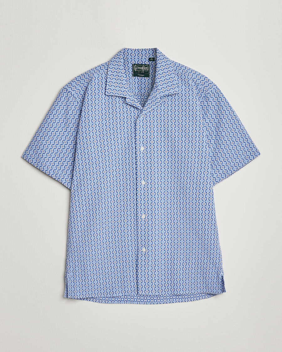 Homme | Chemises | Gitman Vintage | Summer Ready Jacquard Camp Shirt Light Blue